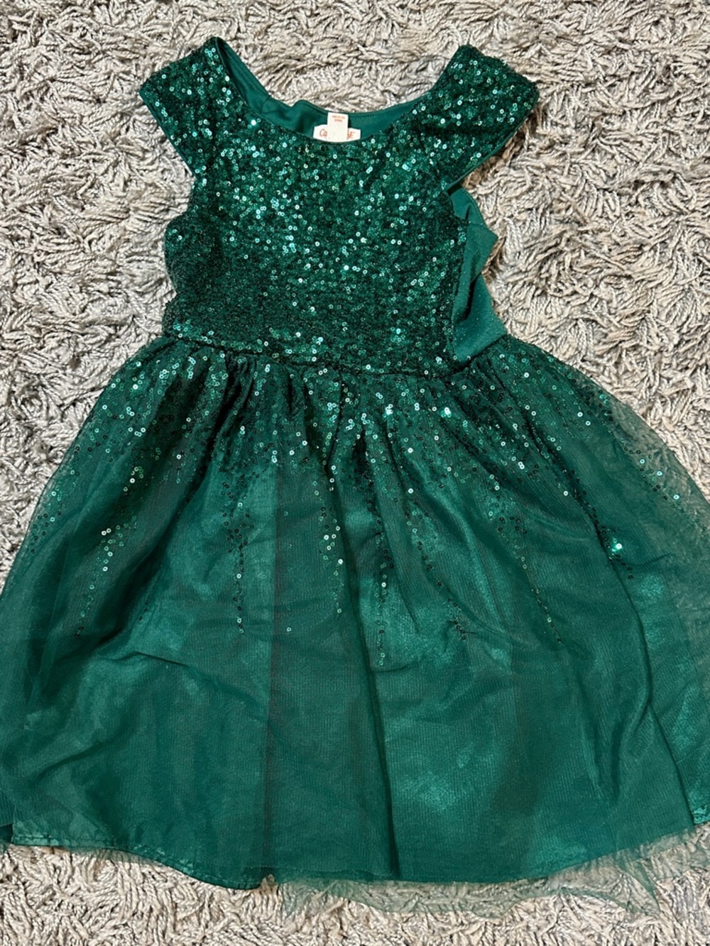 Cat & Jack Emerald Green Sequin Tulle Dress